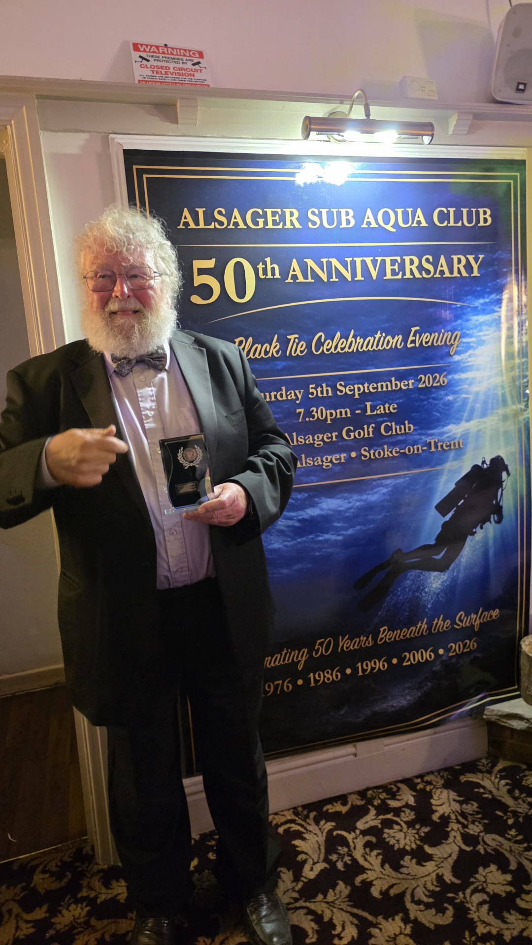 Pete Farrar Guest at Fifty year anniversary dinner Alsager sub aqua club