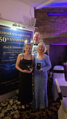 Alsager Sub Aqua Club Trainees of the Year with diver of the year 2026