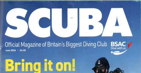 SCUBA magazine header of front page page June 2026